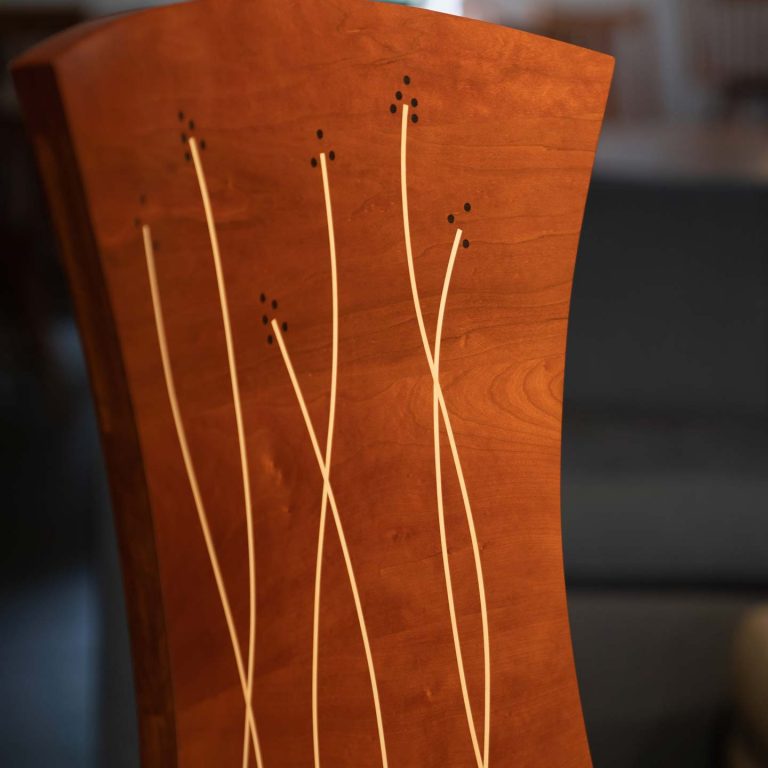 custom inlay on dining chair back